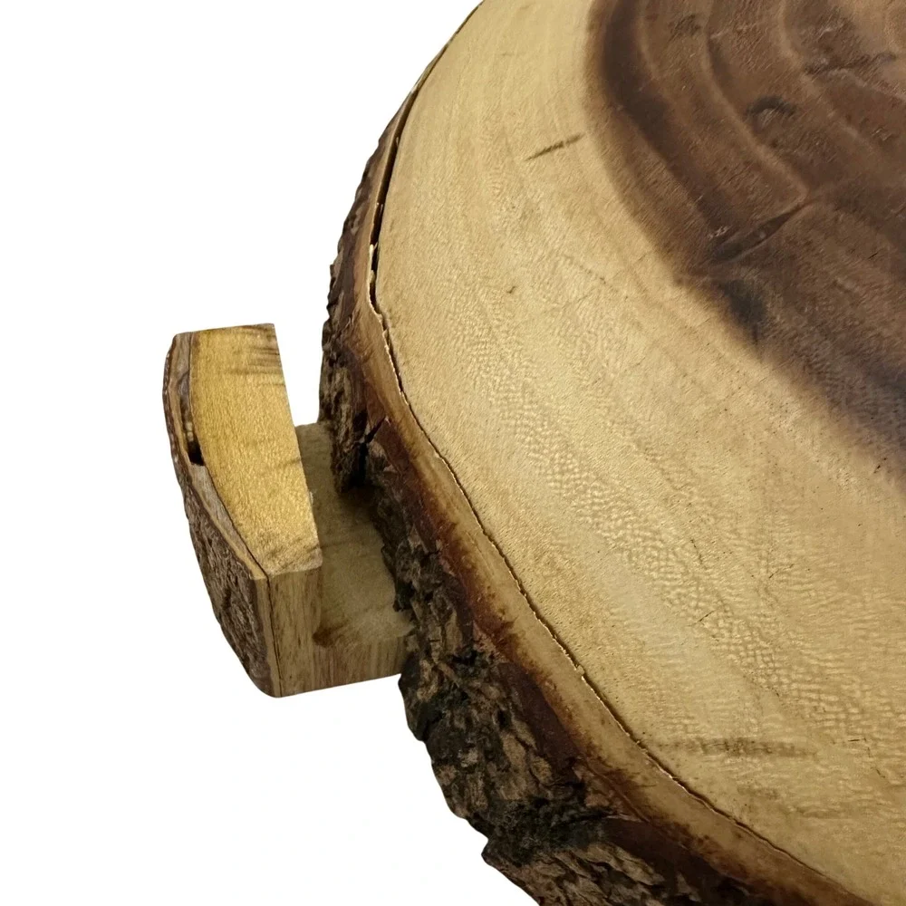 Acacia Collection Handcrafted Live Edge Acacia Wood Bowl with Bark Handles 17in‎